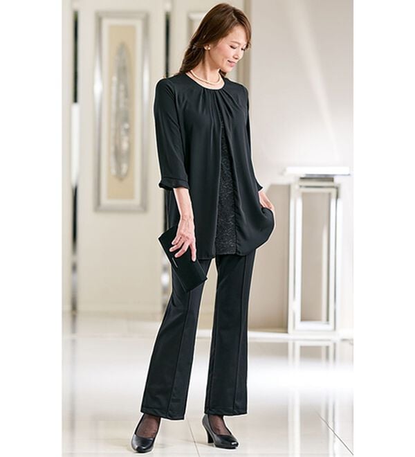 BELLUNA（ベルーナ）の「【２枚組】ジョーゼット素材デザインチュニック（チュニック）」｜詳細画像