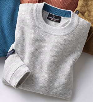 「＜コムルヴァン・オム＞大人の上品ニットＴシャツ（メンズカットソー）」｜アイボリー