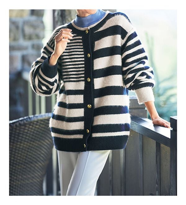 VINNO（ヴィノ）の「マルチボーダーニットカーディガン（ニットカーディガン）」｜詳細画像