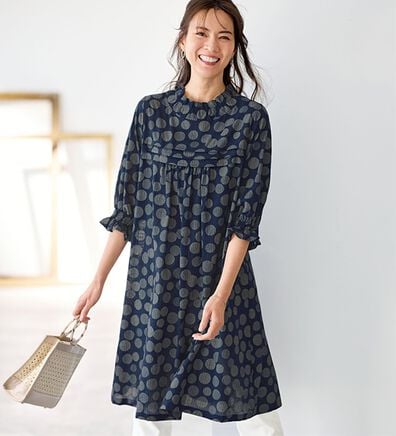 BELLUNA（ベルーナ）の「さらっと体型隠し！ドット柄チュニックワンピース（チュニックワンピース）」