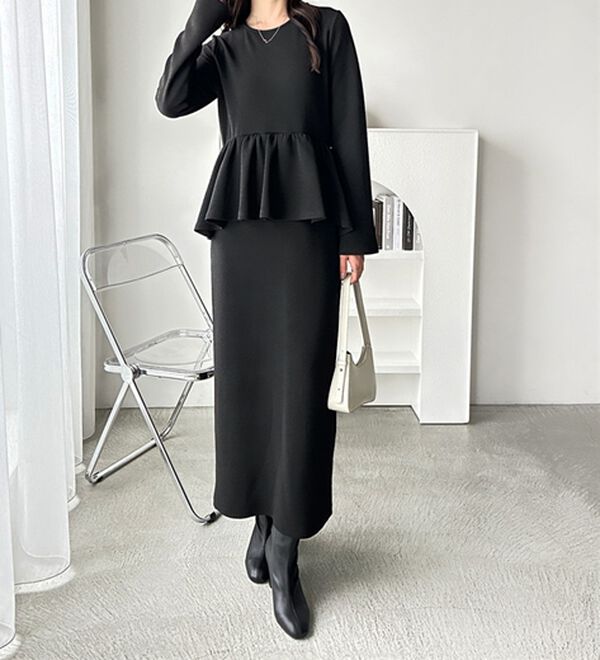 GeeRA（ジーラ）の「楽ちん！ペプラムデザインワンピース（カットソーワンピース）」｜詳細画像