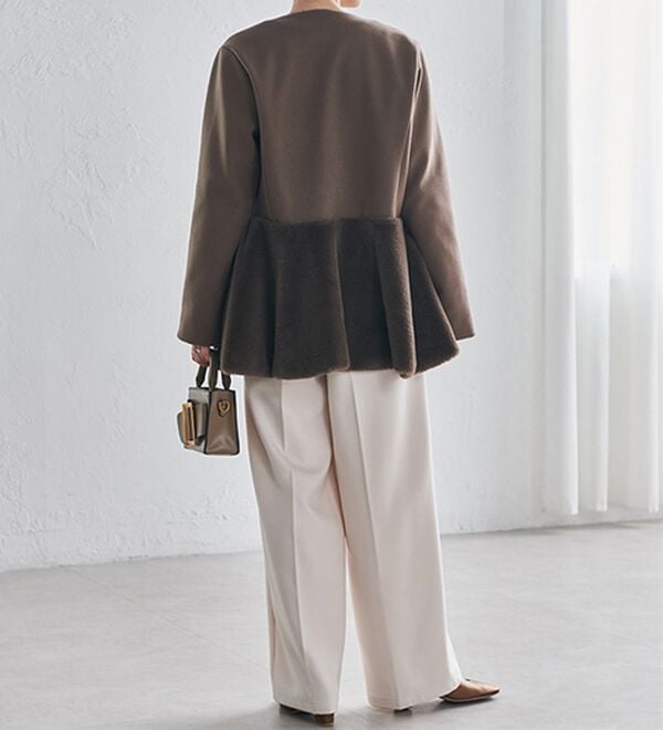 RANAN（ラナン）の「ペプラムファー切替コート（ハーフコート）」｜詳細画像