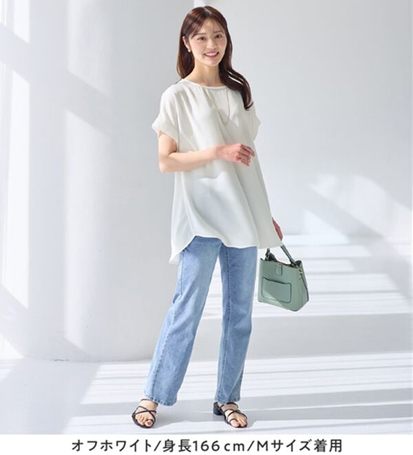alotta（アロッタ）の「【接触冷感】ドレープＴブラウスチュニック（チュニック）」｜詳細画像