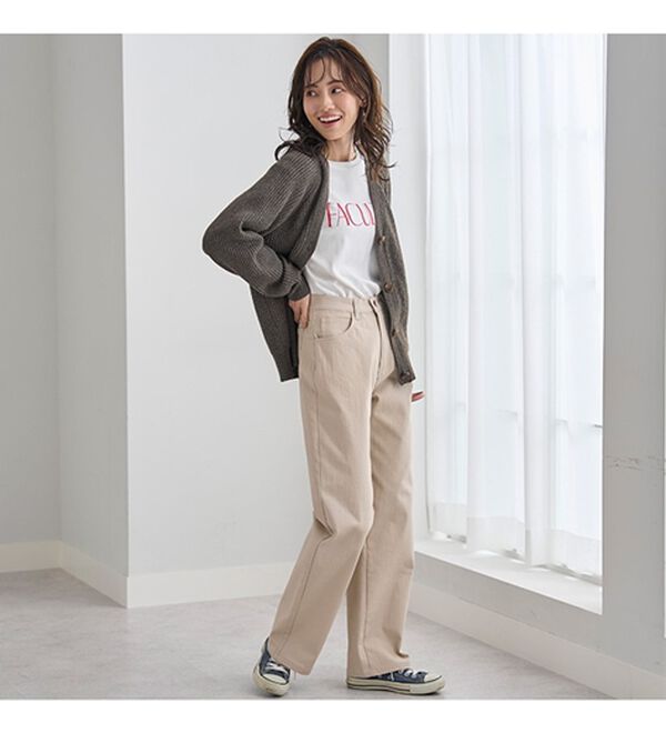 BELLUNA（ベルーナ）の「ぐんぐん伸びるカラーワイドデニム（ワイドパンツ・ガウチョ）」｜詳細画像