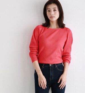 Pierrot（ピエロ）の「【選べるネック】パワーショルダーリブニット（ニット・セーター）」｜レッド