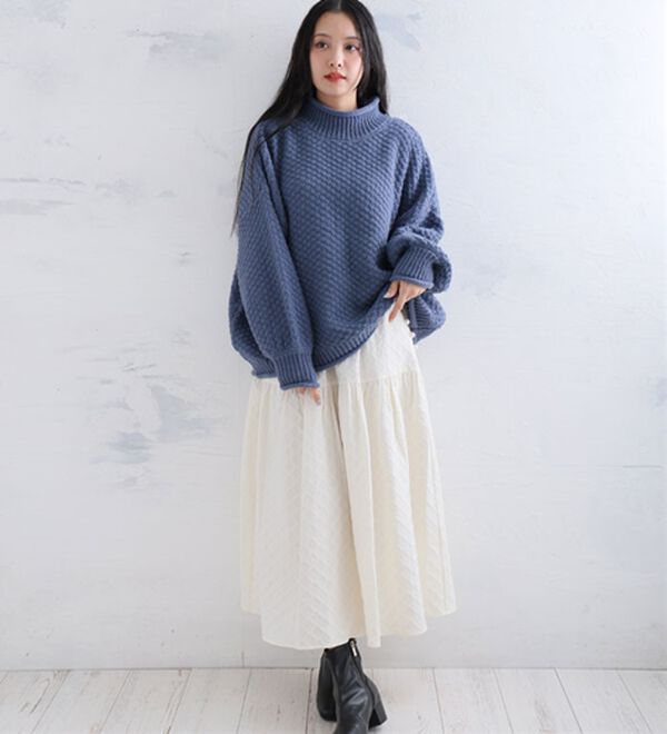 A HAPPY MARILYN（アハッピーマリリン）の「【ＬＬ～６Ｌ】苦しくないバスケット編みチャンキーニット（ニット・セーター）」｜詳細画像