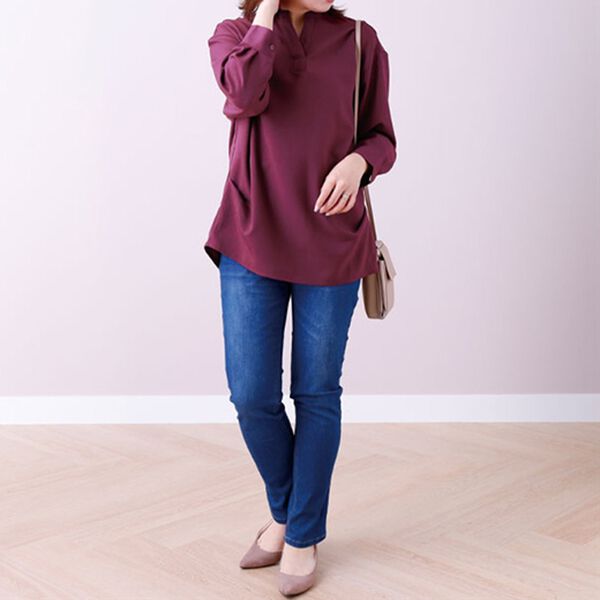 BELLUNA（ベルーナ）の「カルゼ素材裾タックスキッパーチュニック（チュニック）」｜詳細画像