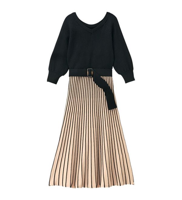 GeeRA（ジーラ）の「前後２ＷＡＹプリーツニットワンピース（ニットワンピース）」｜詳細画像