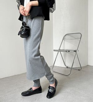GeeRA（ジーラ）の「スカートレイヤードパンツ（フルレングスパンツ）」｜杢グレー