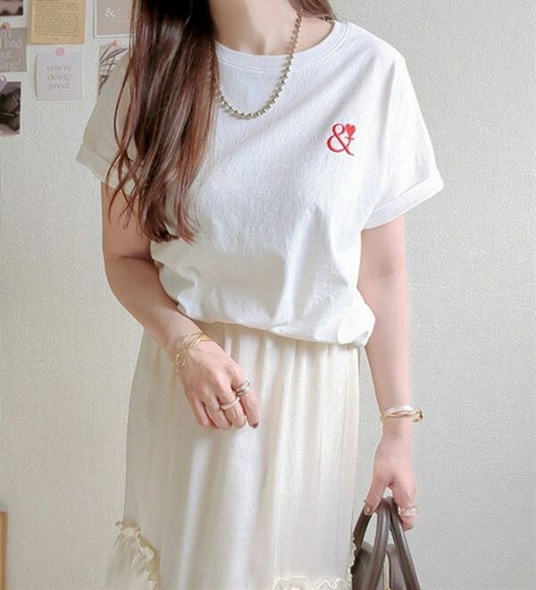 GeeRA（ジーラ）の「アンドハート刺しゅうＴシャツ（Tシャツ）」｜詳細画像