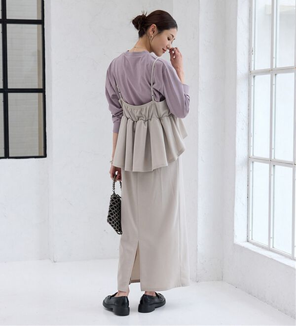 BELLUNA（ベルーナ）の「【汗ジミ対策◎】＜エアリーアイスコットン＞オーバーサイズＴシャツ【選べる袖丈】（カットソー）」｜詳細画像