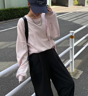 RANAN（ラナン）の「オーバーサイズスウェットＴ（カットソー）」｜ピンク