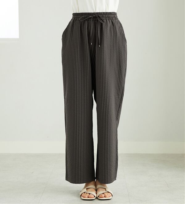 BELLUNA（ベルーナ）の「速乾！サッカー素材ドロストワイドパンツ（ワイドパンツ・ガウチョ）」｜詳細画像