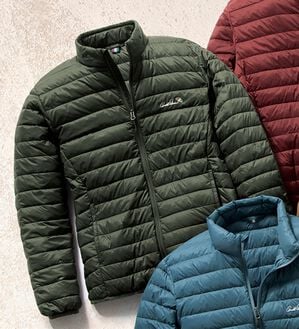 「＜アーノルド　パーマー＞ポケッタブルダウンジャケット（メンズブルゾン）」｜カーキ