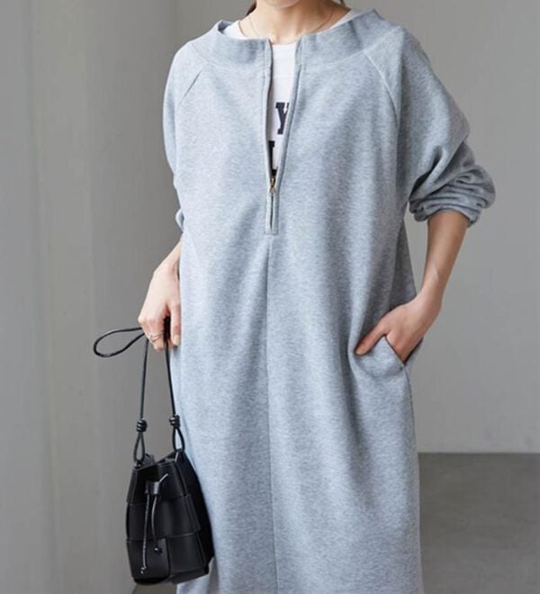 RANAN（ラナン）の「裏起毛ハーフジップワンピース（ロングワンピース）」｜詳細画像