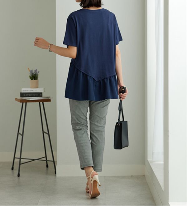 BELLUNA（ベルーナ）の「異素材使い裾アシメデザインチュニック（チュニック）」｜詳細画像