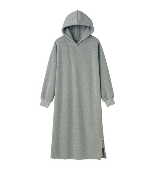 GeeRA（ジーラ）の「裏起毛裾ファスナーパーカーワンピース（カットソーワンピース）」｜詳細画像