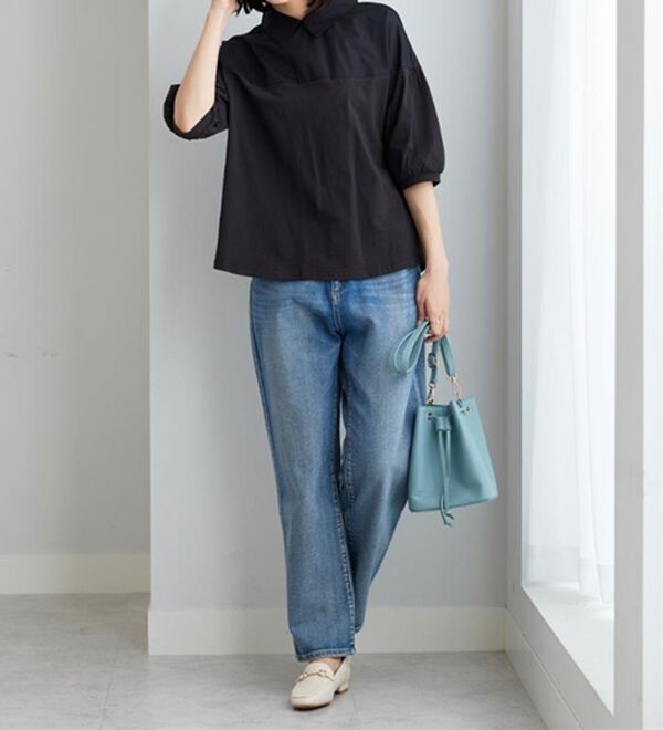 BELLUNA（ベルーナ）の「衿付き異素材切替プルオーバー（カットソー）」｜詳細画像