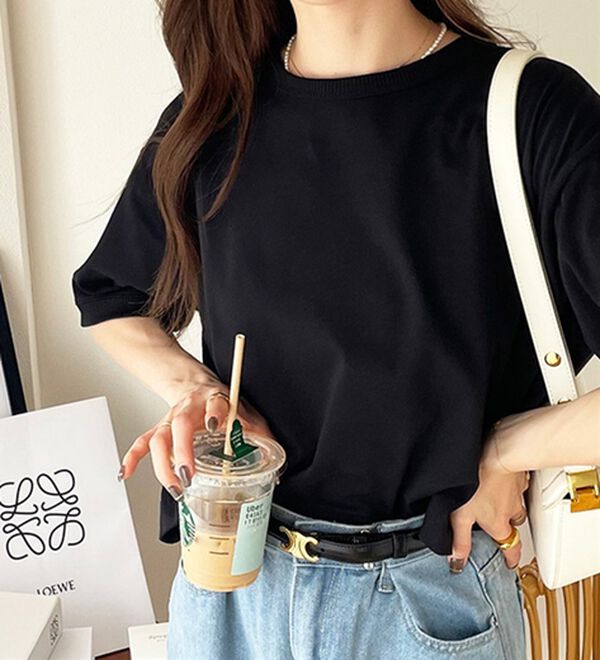 GeeRA（ジーラ）の「綿混素材クロップドＴシャツ（Tシャツ）」｜詳細画像