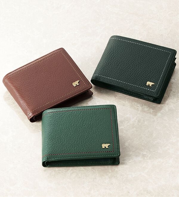 「＜ゴールデンベア＞卓越した手ざわりディアスキン折財布（メンズ財布・パスケース）」｜詳細画像