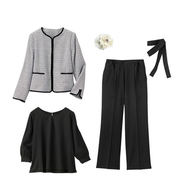 GeeRA（ジーラ）の「【4点セット】入学式も卒業式も！パンツが選べるセレモニーツイードジャケットスーツ（パンツスーツ）」｜詳細画像