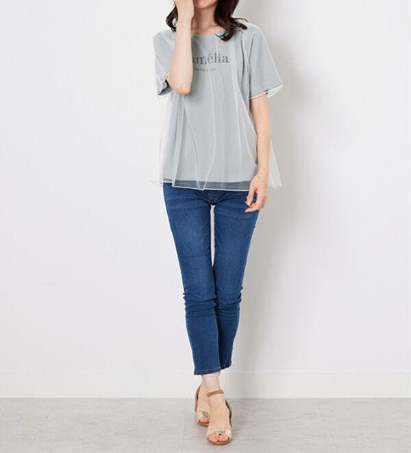 BELLUNA（ベルーナ）の「チュール重ねロゴプリントプルオーバー（カットソー）」｜詳細画像