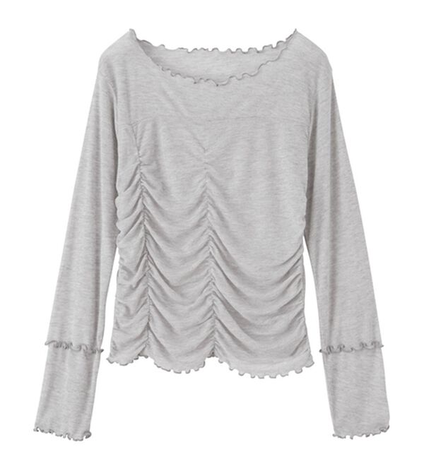 RANAN（ラナン）の「ギャザーデザインシアーTシャツ（Tシャツ）」｜詳細画像