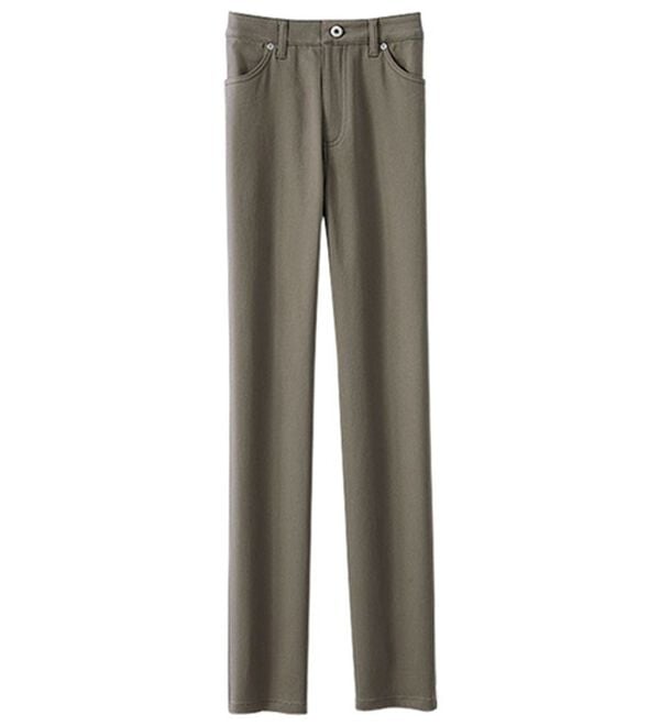 BELLUNA（ベルーナ）の「ヒンヤリ速乾！綿サテンストレッチカラーパンツ（フルレングスパンツ）」｜カーキグレー