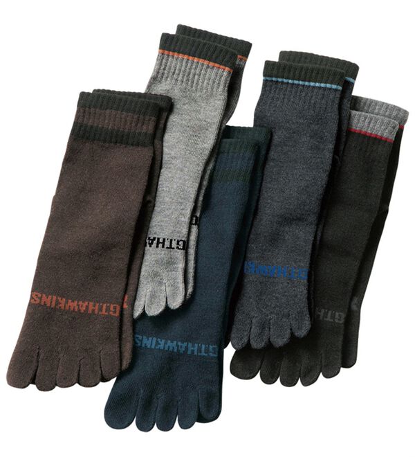 「【５足組】＜ＧＴホーキンス＞ウール入り５本指ソックス（メンズ靴下・タイツ）」｜詳細画像