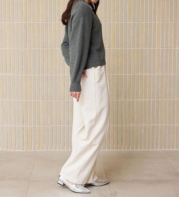 RANAN（ラナン）の「裏起毛美脚シルエットピンタックワイドパンツ（フルレングスパンツ）」｜詳細画像
