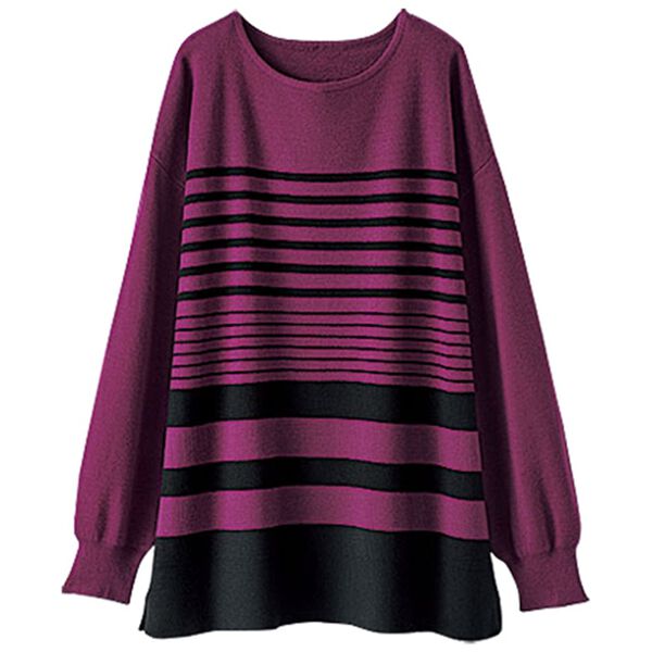 BELLUNA（ベルーナ）の「ランダムボーダー柄ニットプルオーバー（ニット・セーター）」｜詳細画像