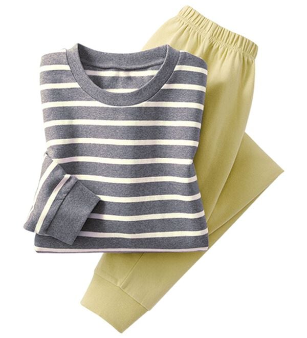 LAVIENNE（ラヴィエンヌ）の「綿混裏シャギーボーダーパジャマ（パジャマ・ルームウェア）」｜杢グレー