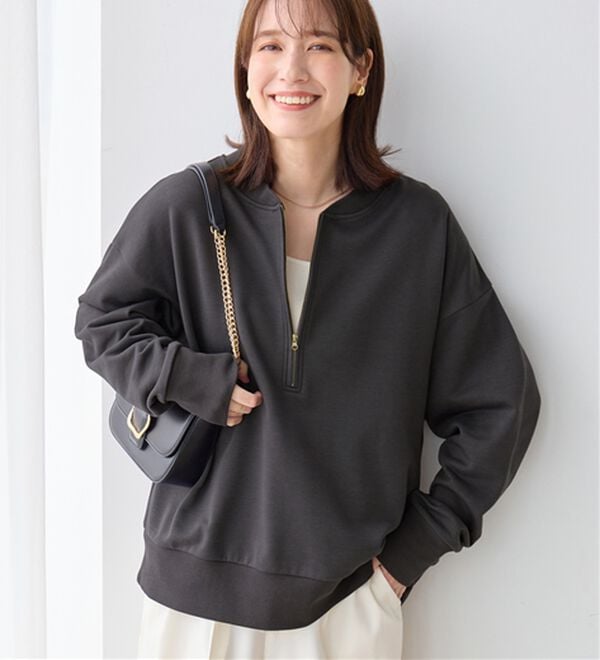 Viola e Viola（ヴィオラ エ ヴィオラ）の「抜け感！ハーフジップ大人スウェット（トレーナー・スウェット）」｜詳細画像