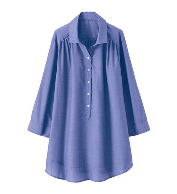 BELLUNA（ベルーナ）の「サラリ綿混！ギャザー使いシャツチュニック（チュニック）」｜詳細画像