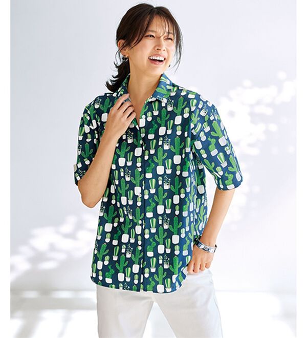 BELLUNA（ベルーナ）の「遊び心はずむ！綿１００％プリントシャツ（シャツ）」｜詳細画像