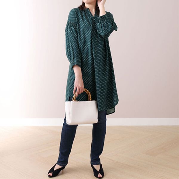 BELLUNA（ベルーナ）の「綿レーヨンスラブ素材プリントワンピース（プリントワンピース）」｜詳細画像