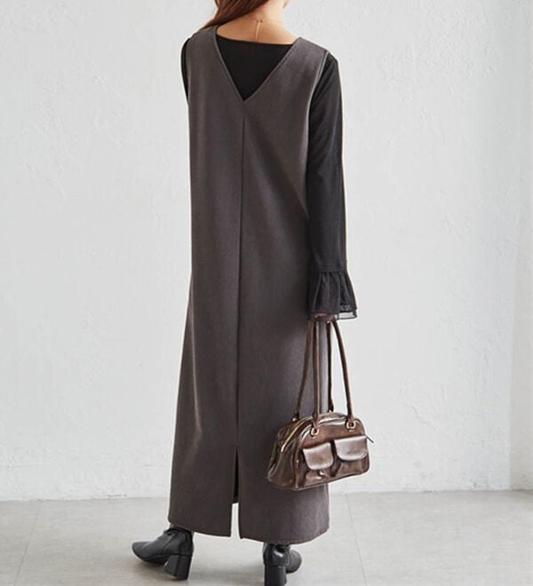 RANAN（ラナン）の「あったか裏ベロアニットコールジャンパースカート（ジャンパースカート）」｜詳細画像