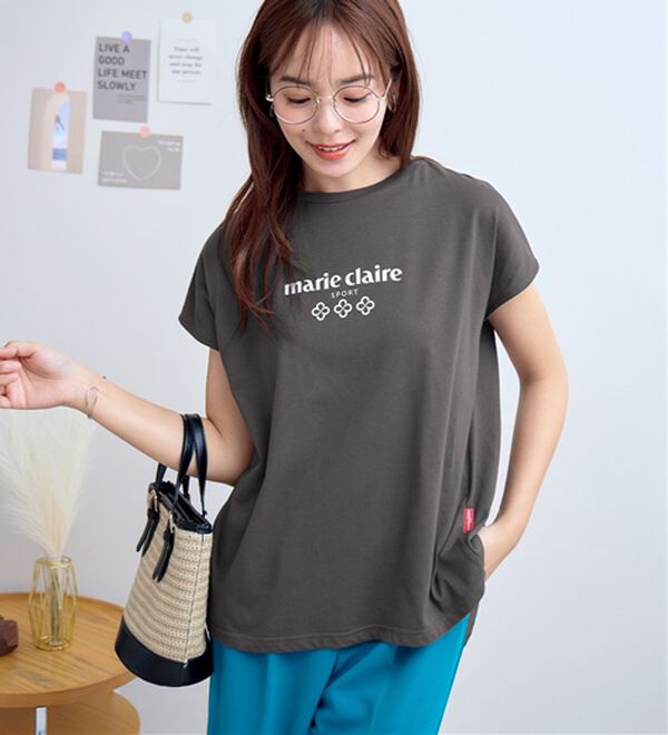 alotta（アロッタ）の「【マリクレール・スポーツ】モックネックギャザーＴシャツ（Tシャツ）」｜詳細画像