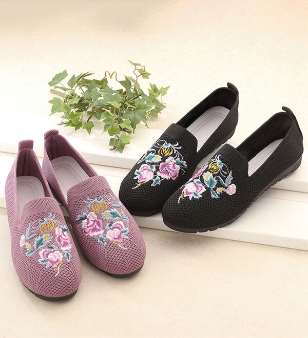 「花刺しゅうスリッポンシューズ（スリッポン）」｜詳細画像