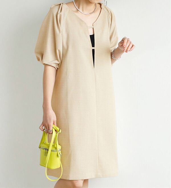 GeeRA（ジーラ）の「前後２ＷＡＹデザインミニワンピース（その他ワンピース）」｜ベージュ