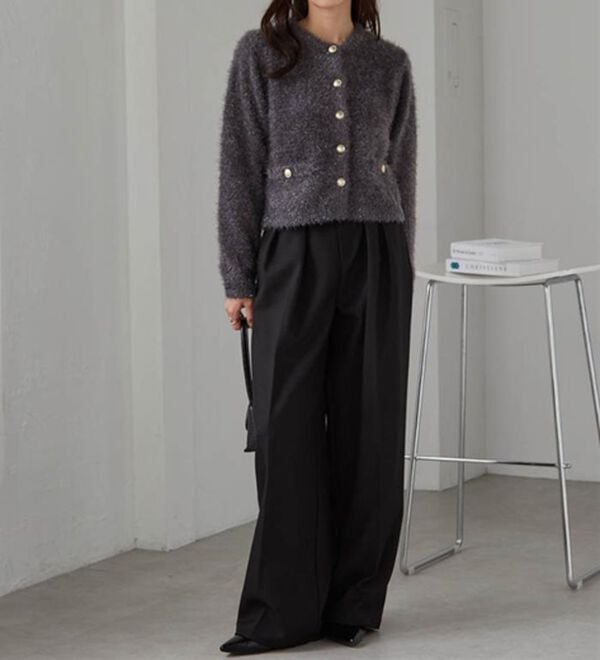 RANAN（ラナン）の「ゴールド調ボタンラメシャギーカーディガン（ニットカーディガン）」｜詳細画像