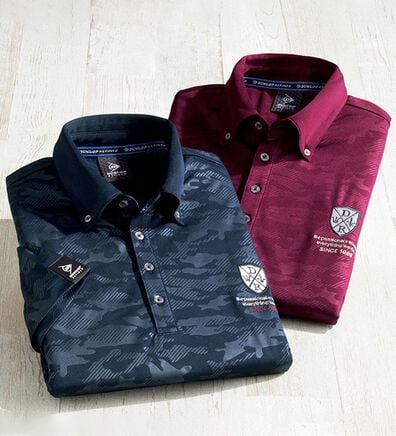 「【２色組】＜ダンロップ・リファインド＞迷彩柄ボタンダウン衿ポロシャツ（メンズポロシャツ）」