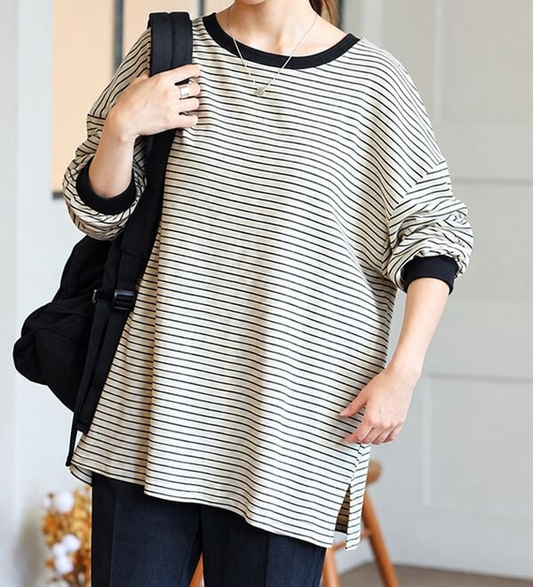 A HAPPY MARILYN（アハッピーマリリン）の「【大きいサイズ】【Ｌ～８Ｌ】綿１００％！楽にのびるゆったりプルオーバー（Tシャツ）」｜詳細画像
