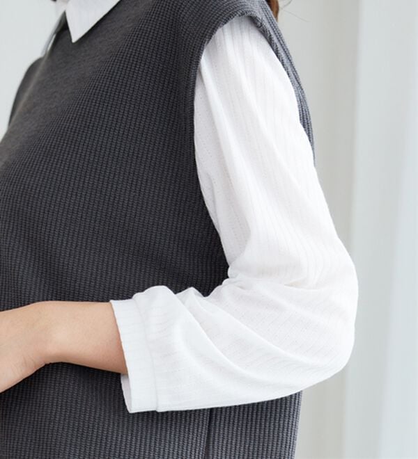 BELLUNA（ベルーナ）の「【新色追加】&ldquo;2点セット&rdquo;あぜ素材ベストアンサンブル（アンサンブル）」｜詳細画像