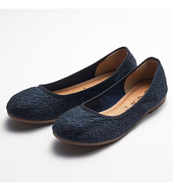 RANAN（ラナン）の「日本製カジュアルシューズ（フラットシューズ）」｜ネイビーレース