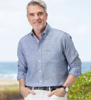 「＜ゴールデンベア＞フレンチリネン１００％イージーケアシャツ（メンズシャツ）」｜詳細画像