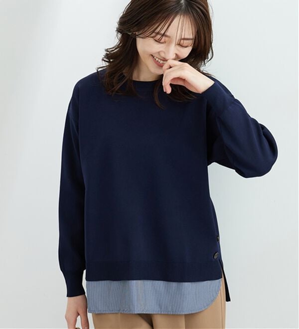 BELLUNA（ベルーナ）の「裾ボタン重ね着風ニットプルオーバー（ニット・セーター）」｜詳細画像