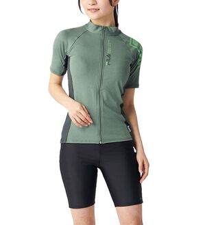 「ＦＩＬＡフィットネス水着（袖あり）（水着・スイムウェア）」｜杢カーキ