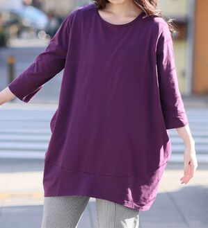 A HAPPY MARILYN（アハッピーマリリン）の「【Ｍ～８Ｌ】選べる袖！コク－ンシルエットチュニック（チュニック）」｜バイオレッド