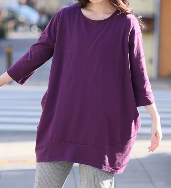 A HAPPY MARILYN（アハッピーマリリン）の「【Ｍ～８Ｌ】選べる袖！コク－ンシルエットチュニック（チュニック）」｜バイオレッド